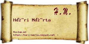 Hári Márta névjegykártya