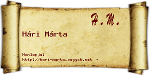 Hári Márta névjegykártya